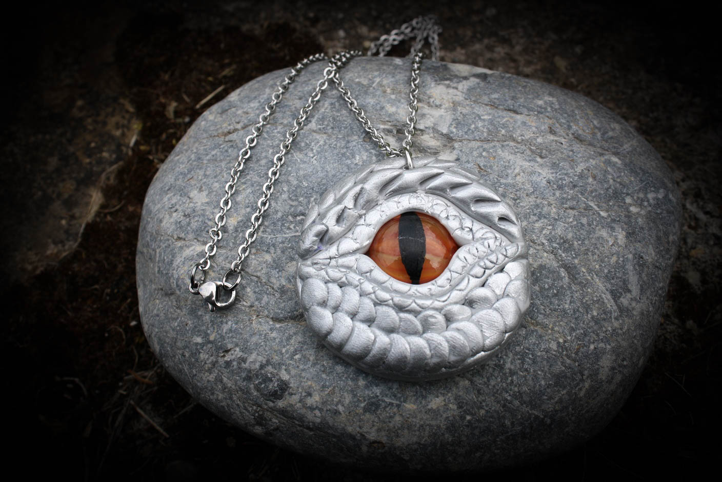 Silver dragon eye necklace