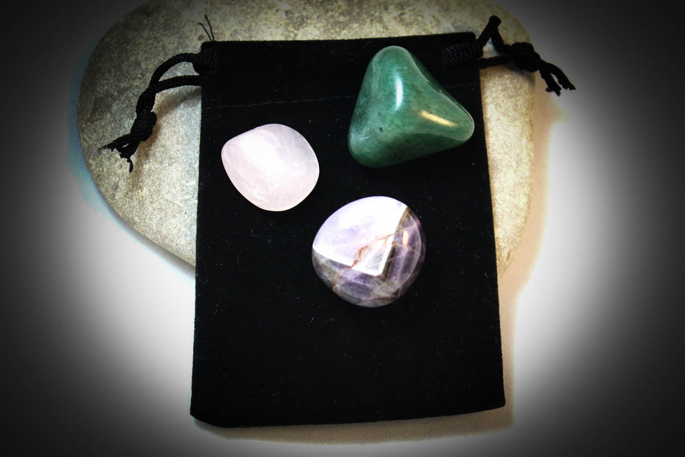  Natural stones amethyst, rose quartz and aventurine
