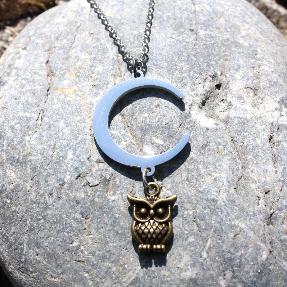 Moon and owl necklace