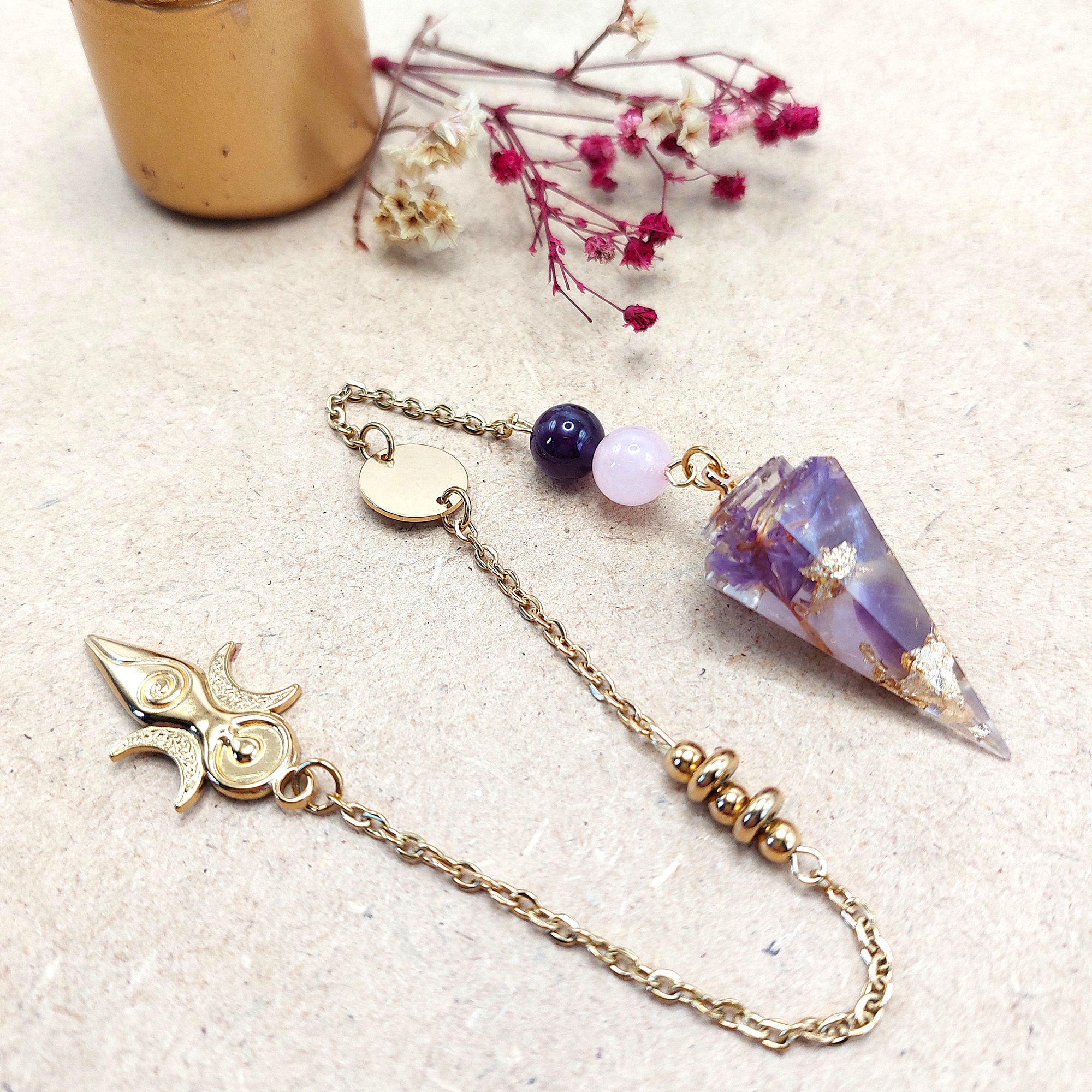 Pendule divinatoire pierres naturelles au choix